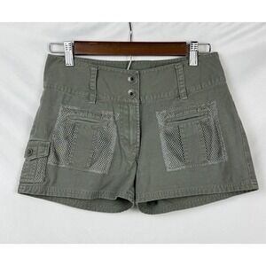 Vintage Route 66 Cargo Shorts Olive Green Mesh Pocket Y2K Utility Gorpcore Sz 4‎